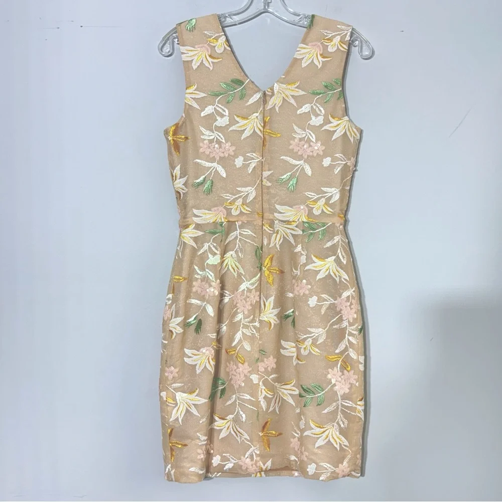 Dress the Population Embroidered Floral Sequin Sheath Mini Dress V-Neck Size M - Picture 4 of 16